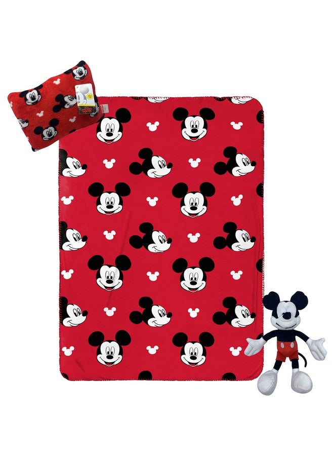 Disney Mickey Mouse Travel Set 3 Piece Kids Travel Set Includes Blanket, Pillow, & Plush (Offical Disney Product)