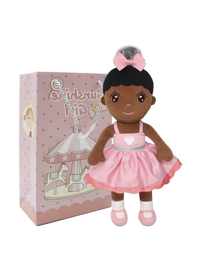 Plush Dolls 17'' First Baby Doll For Kids Super Soft Plush Toy (Pink Dress Princess Black Doll)