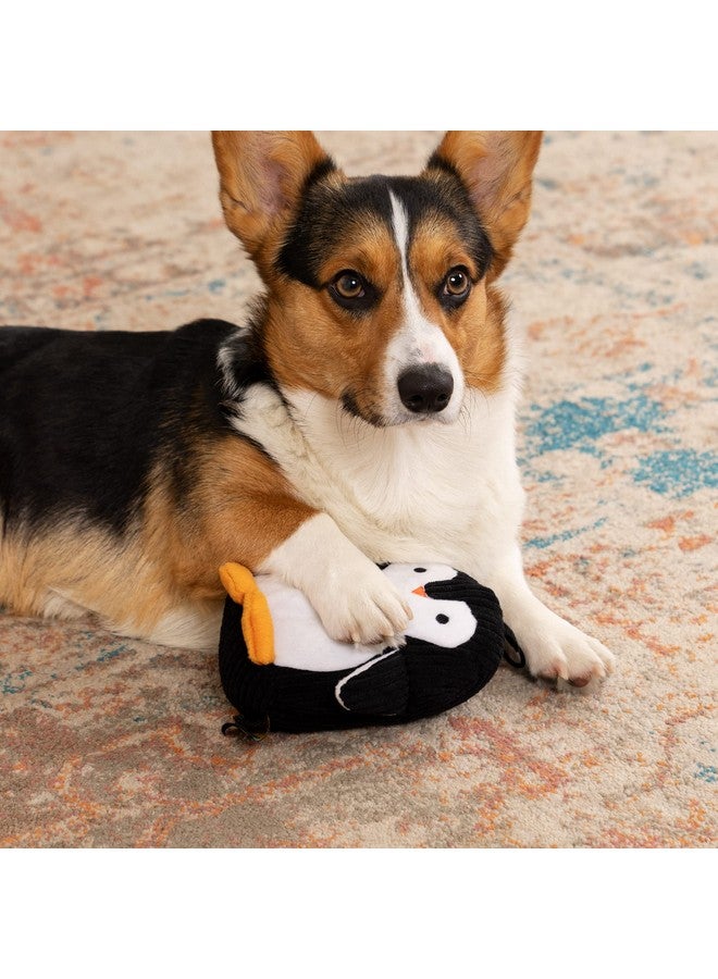Strong 'N Silent Penguin Silent Squeak Plush Dog Toy, Chew Guard Technology Black/White, Medium