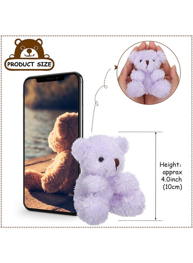 8 Pcs Mini Plush Bears 4'' Small Bear Bulk Stuffed Animal Toys Tiny Soft Bear Doll Present Stuffers For Keychain Baby Shower Party Favors Supplies(Pink, Purple, Brown, Apricot)