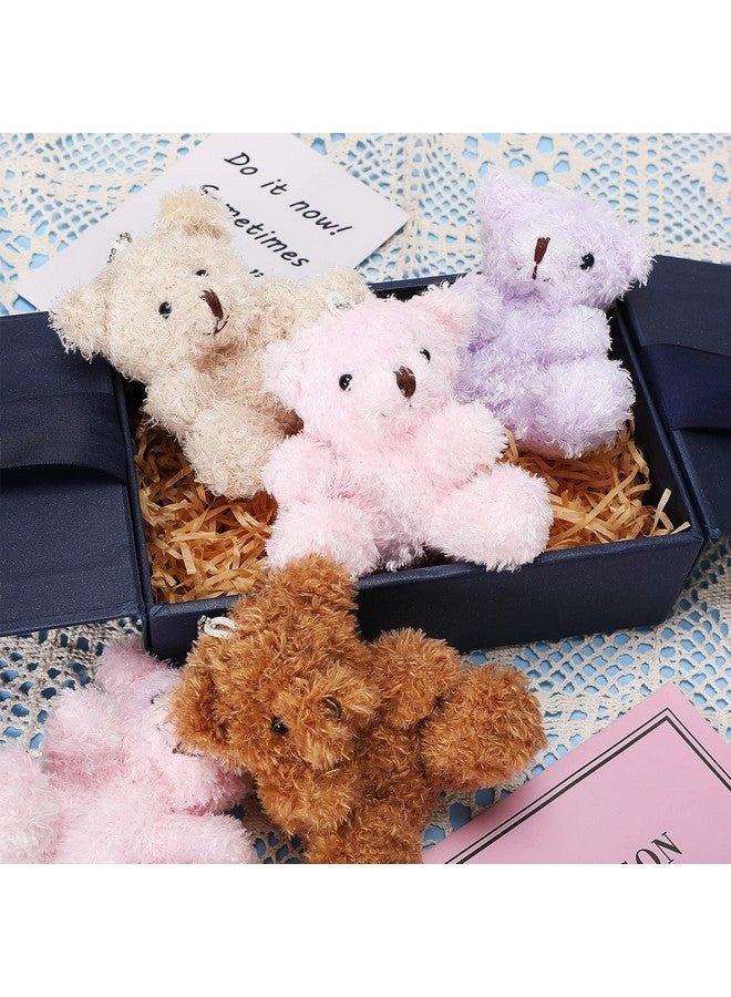 8 Pcs Mini Plush Bears 4'' Small Bear Bulk Stuffed Animal Toys Tiny Soft Bear Doll Present Stuffers For Keychain Baby Shower Party Favors Supplies(Pink, Purple, Brown, Apricot)