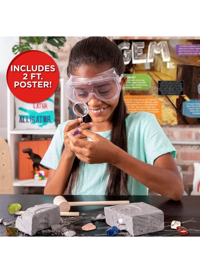 Gemstone Dig Stem Science Kit By Horizon Group Usa Excavate Dig & Reveal 11 Real Gemstones Includes Goggles Excavation Tools Streak Plate Magnifying Glass & More
