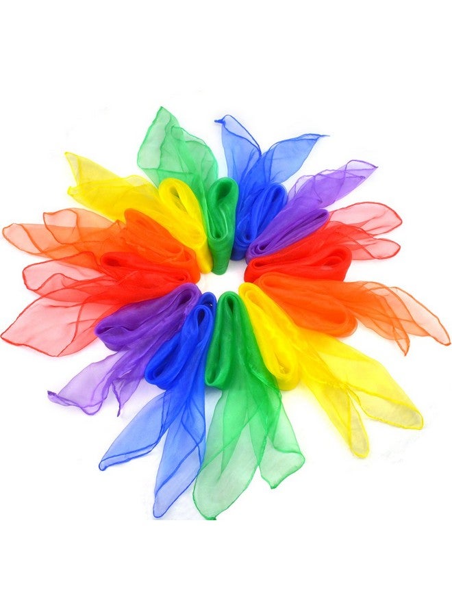 12Pcs Square Juggling Silk Dance Scarves Magic Tricks Performance Props Accessories Movement Scarves Rhythm Band Scarf 24 By 24 Inches 6 Colors