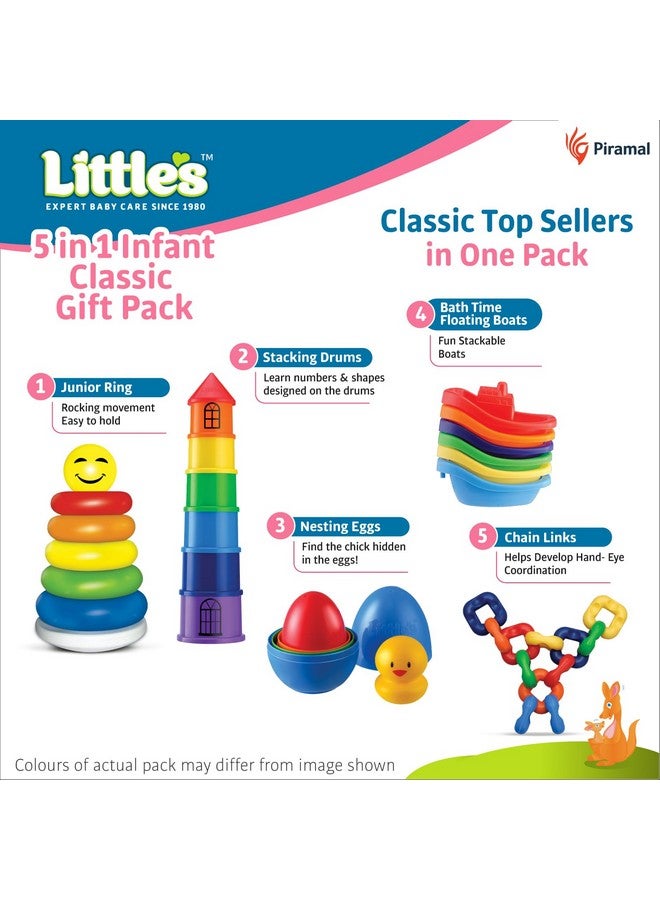 5 In 1 Infant Classic Gift Pack I Activity & Learning Toys For Babies I Multicolour I Infant & Preschool Toys I Develops Fine Motor Skills & Reasoning Skills | 5 Months And Above, 1 Piece