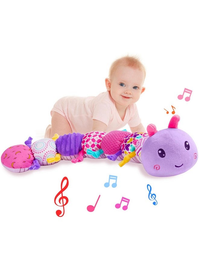 Baby Toy 0-12 Months,Baby Infant Musical Stuffed Animal Soft Toy With Multi-Sensory Crinkle, Rattle & Textures,Baby Girl Toy Birthday Gift,Caterpillar,Purple