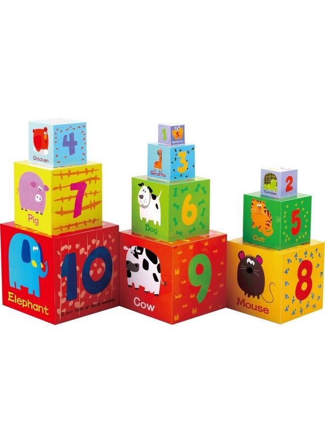 Towo Wooden Stacking Boxes Nesting And Sorting Cups Numbers Alphabet Animals Blocks For Toddlers Stacking Cubes Educational Toys For 2 Years Old Montessori Materials