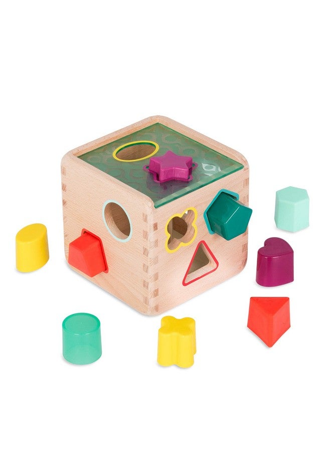 Wonder Cube Developmental Toy Wooden Shape Sorter 9 Colorful Shapes Educational Toy For Toddlers, Kids 18 Months +