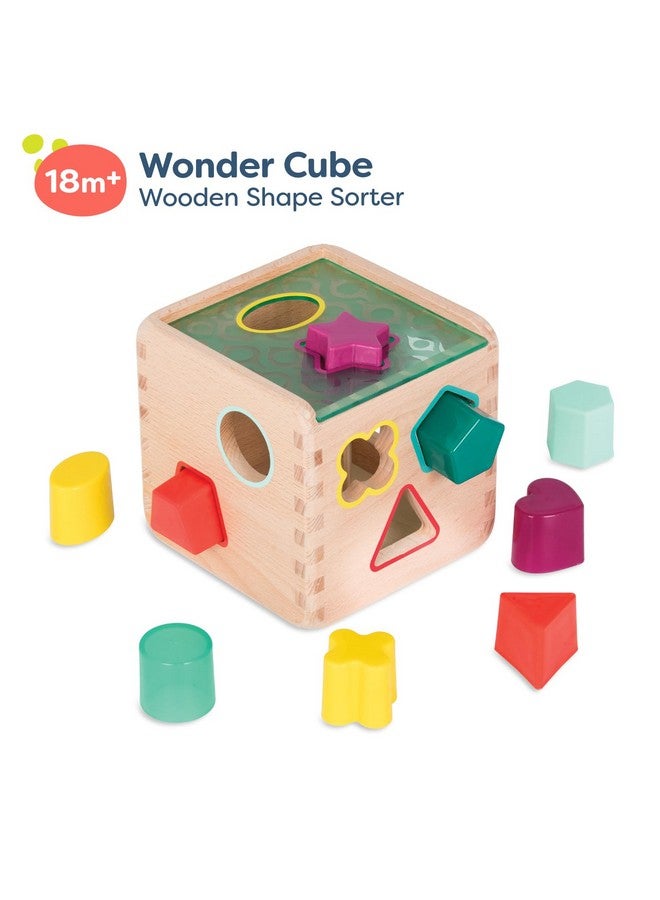 Wonder Cube Developmental Toy Wooden Shape Sorter 9 Colorful Shapes Educational Toy For Toddlers, Kids 18 Months +