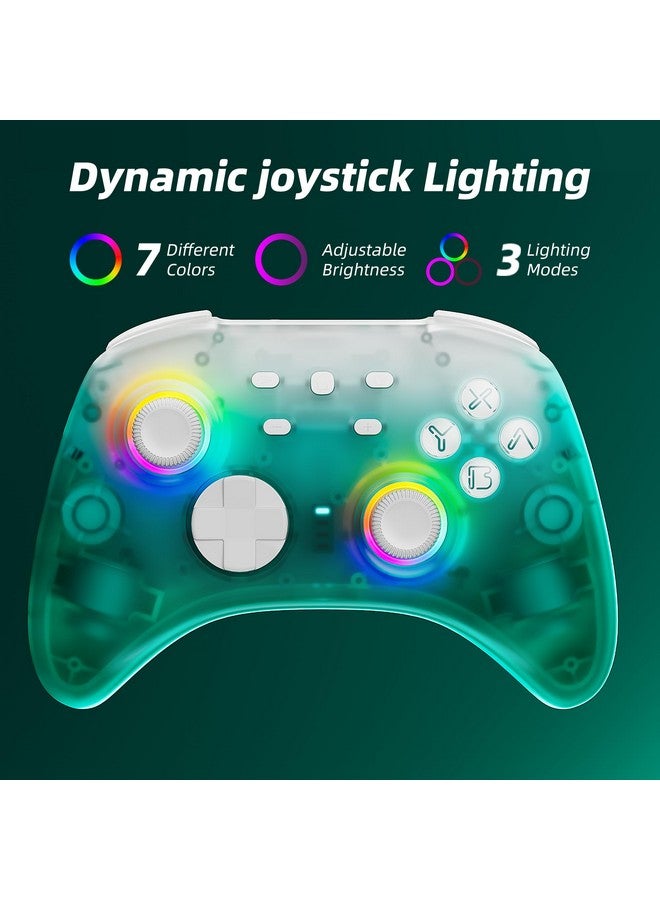 Wireless Pro Controllers With Hall Effect Joysticks/Hall Trigger (No Drift), Black Ice Bluetooth Controller For Nintendo Switch, Windows Pc Ios Android Steam With Rgb Light/Programmable/Turbo