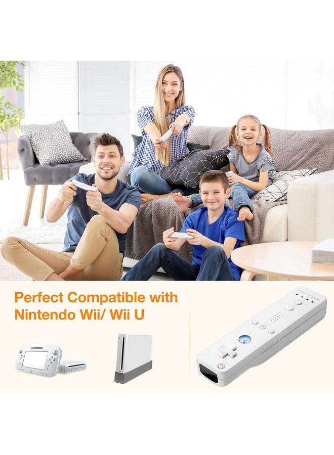 Wii Remote Controller, Wireless Game Wii Remote With Motion Plus For Nintendo Wii And Wii U, With Silicone Case And Wrist Strap (2 Pack, White)