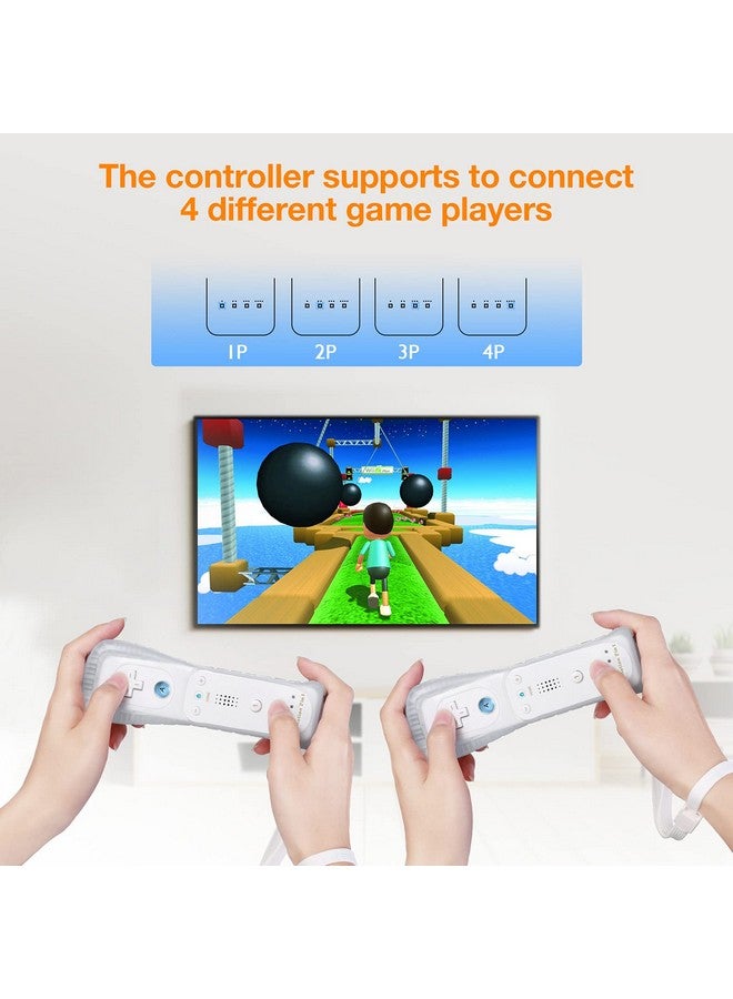 Wii Remote Controller, Wireless Game Wii Remote With Motion Plus For Nintendo Wii And Wii U, With Silicone Case And Wrist Strap (2 Pack, White)