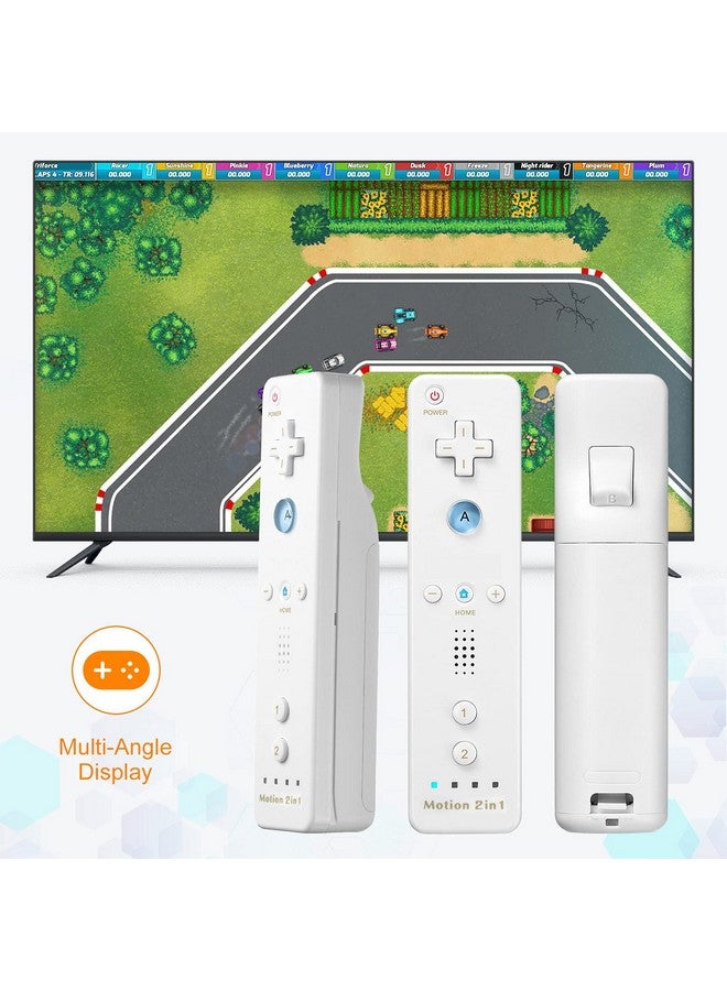 Wii Remote Controller, Wireless Game Wii Remote With Motion Plus For Nintendo Wii And Wii U, With Silicone Case And Wrist Strap (2 Pack, White)