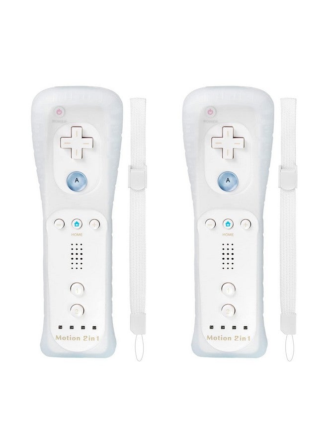 Wii Remote Controller, Wireless Game Wii Remote With Motion Plus For Nintendo Wii And Wii U, With Silicone Case And Wrist Strap (2 Pack, White)