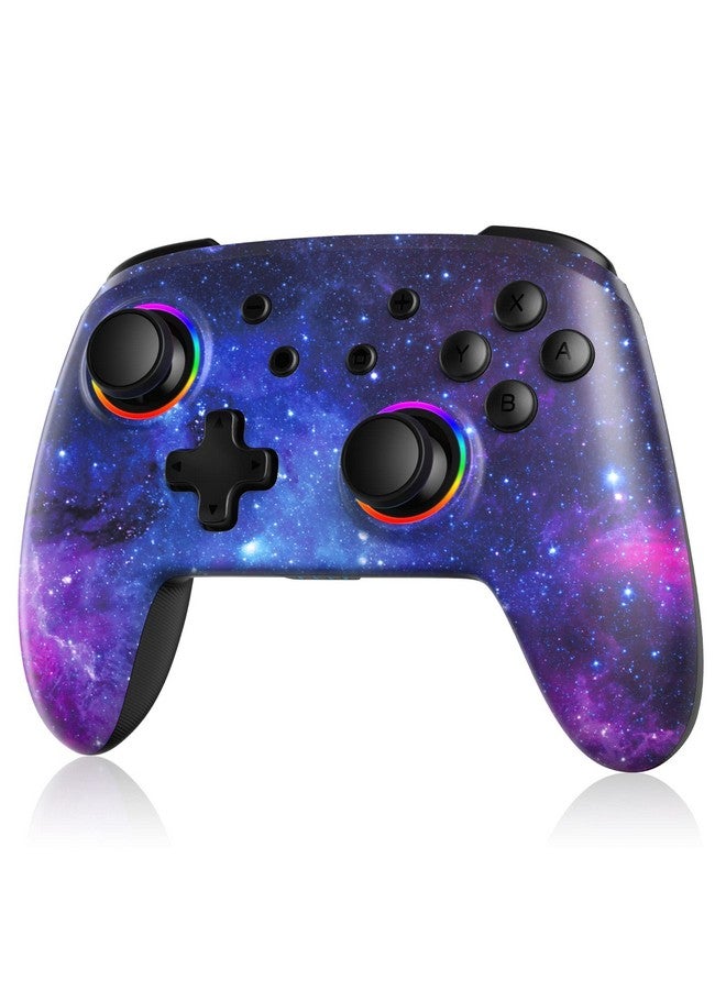 Hall Effect Controller (No Drift, No Deadzone) With Hall Sensing Joystick For Switch/Switch Lite/Oled, Wireless Bluetooth Controller With Motion Control, Rgb Light, Turbo (Cosmic Nebula)