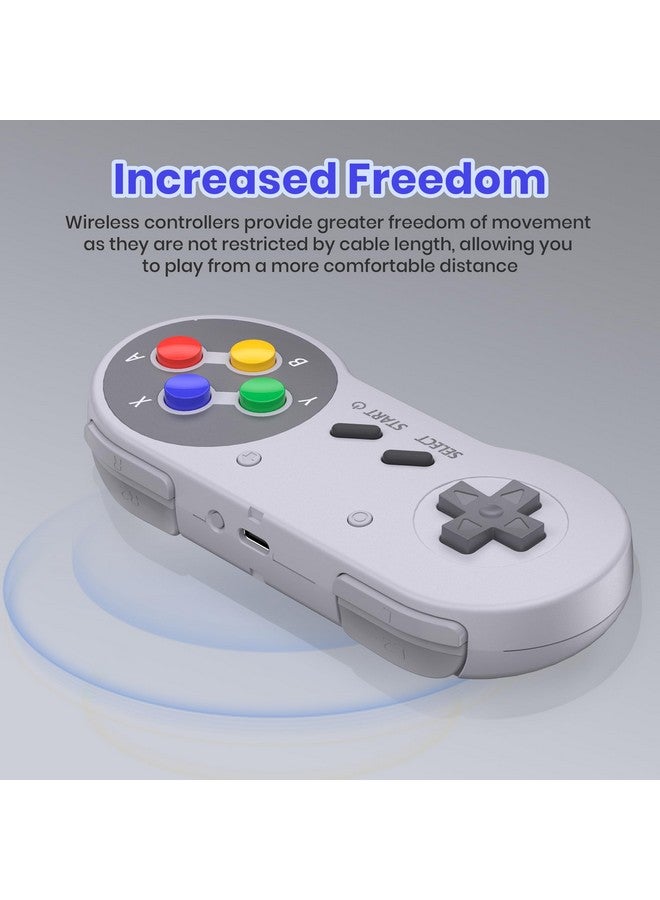 2.4 Ghz Wireless Snes Switch Online Controller, Usb Receiver, Compatible With Switch/Switch Oled, Pc, Mac Os, Linux, Steam Deck, Raspberry Pi (Rechargeable) (Plug And Play) (2 Pack) Multicolor