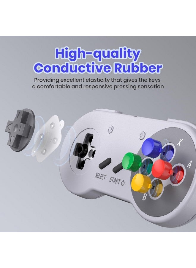 2.4 Ghz Wireless Snes Switch Online Controller, Usb Receiver, Compatible With Switch/Switch Oled, Pc, Mac Os, Linux, Steam Deck, Raspberry Pi (Rechargeable) (Plug And Play) (2 Pack) Multicolor