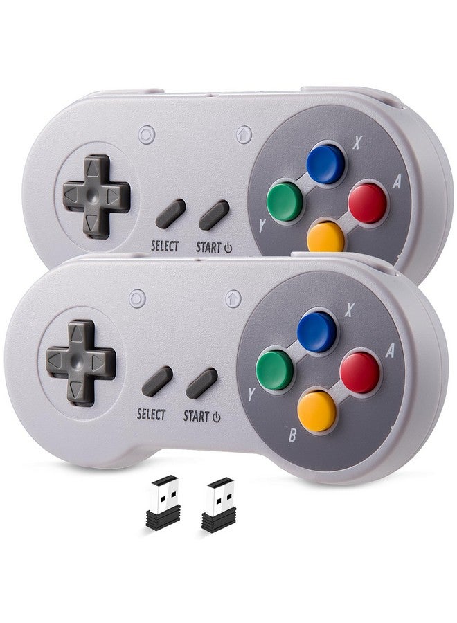 2.4 Ghz Wireless Snes Switch Online Controller, Usb Receiver, Compatible With Switch/Switch Oled, Pc, Mac Os, Linux, Steam Deck, Raspberry Pi (Rechargeable) (Plug And Play) (2 Pack) Multicolor