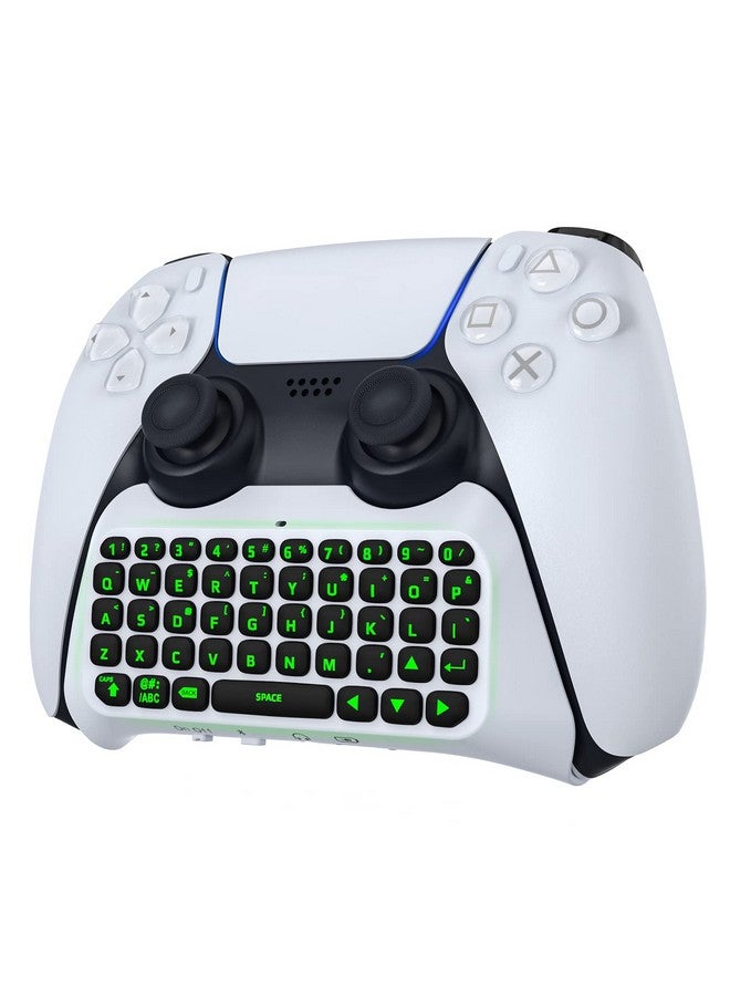 Keyboard For Ps5 Controller With Green Backlight, Bluetooth Wireless Mini Keypad Chatpad For Playstation 5, Built In Speaker & 3.5Mm Audio Jack For Ps5 Controller Accessories