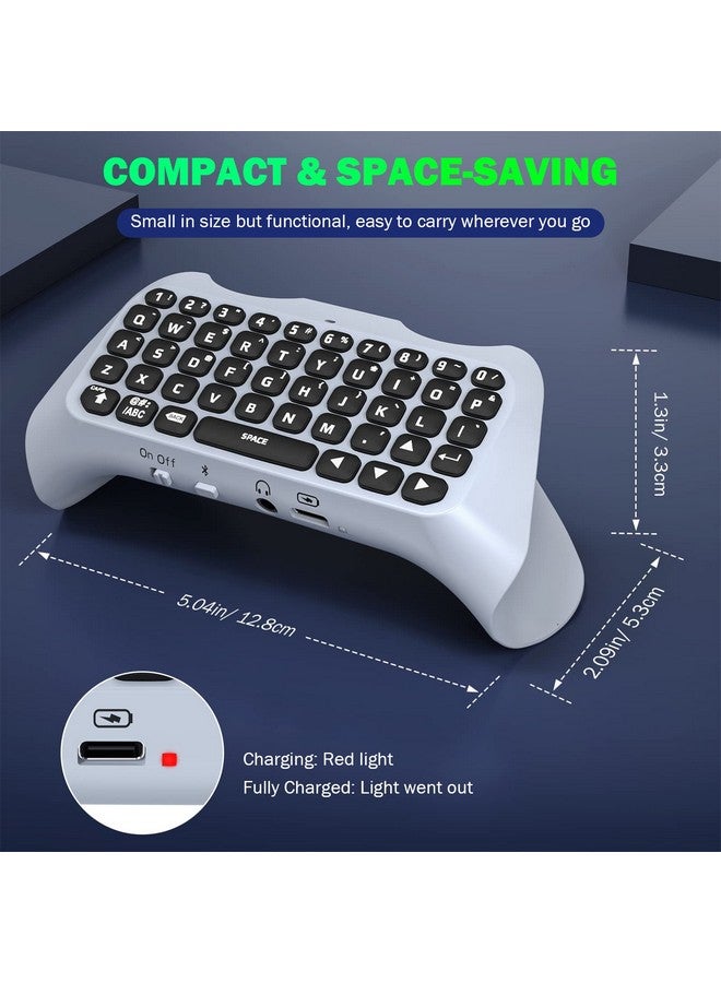 Keyboard For Ps5 Controller With Green Backlight, Bluetooth Wireless Mini Keypad Chatpad For Playstation 5, Built In Speaker & 3.5Mm Audio Jack For Ps5 Controller Accessories