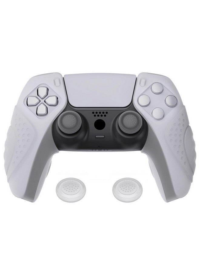 Guardian Edition Ergonomic Soft Controller Silicone Case Grips For Ps5 Compatible With Charging Station Rubber Protector Skins With Thumbstick Caps For Ps5 Controller Clear White