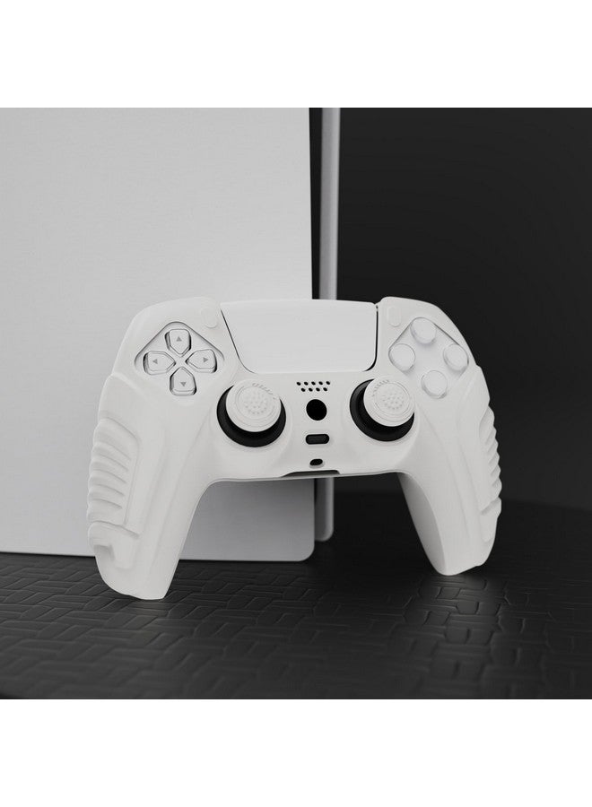 Raging Warrior Edition Controller Protective Case Cover For Ps5, Anti Slip Rubber Protector For Ps5 Wireless Controller, Soft Silicone Skin For Ps5 Controller With Thumbstick Caps White