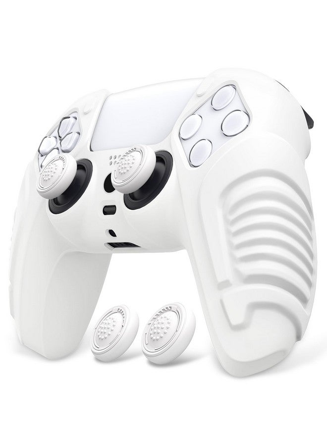 Raging Warrior Edition Controller Protective Case Cover For Ps5, Anti Slip Rubber Protector For Ps5 Wireless Controller, Soft Silicone Skin For Ps5 Controller With Thumbstick Caps White