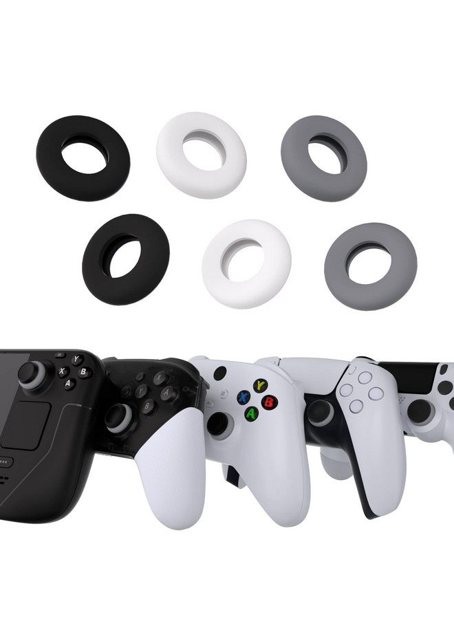 3 Pairs Silicone Aim Assist Target Motion Control Precision Rings For Ps5, For Ps4, For Xbox Series X/S, Xbox One, Xbox 360, For Switch Pro, For Steam Deck Gray & Black & White