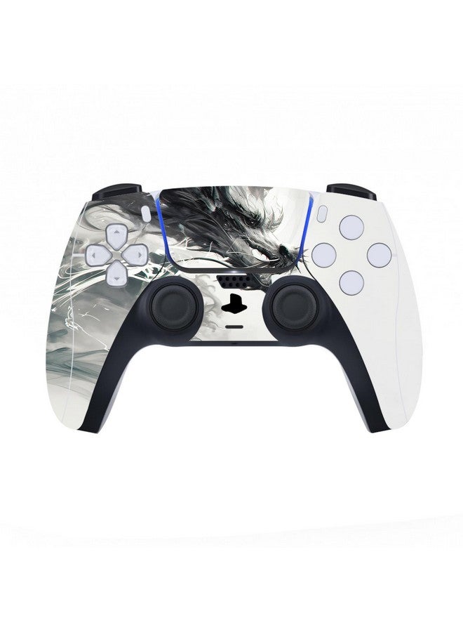 Full Set Skin Decal For Ps5 Console Disc Edition, Vinyl Sticker Decal Cover For Ps5 Controller & Charging Station & Headset & Media Remote Ink Spirit Dragon