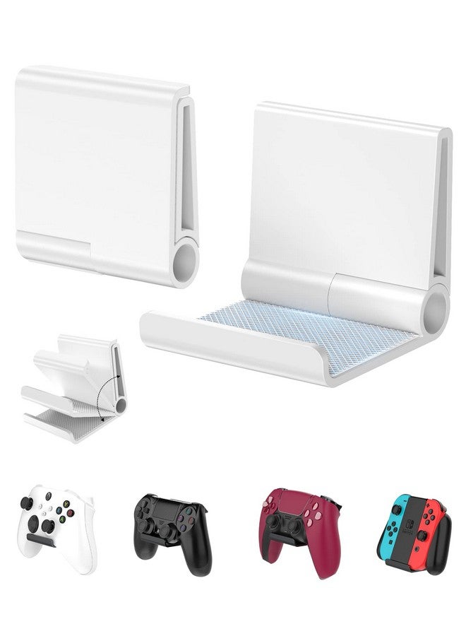 4 Pack Foldable Controller Wall Mount Holder For Xbox Ps5 Ps4 Ps3 Switch Pro Strong Adhesive/Screw Controller Hanger Hook With Anti Slip Pad Universal Gaming Remote Accessories, White