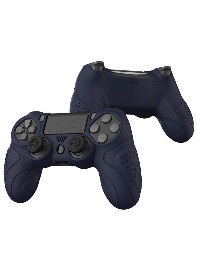 Guardian Edition Midnight Blue Soft Anti Slip Controller Silicone Case Cover For Ps4, Rubber Protector Skins With Joystick Caps For Ps4 Slim For Ps4 Pro Controller