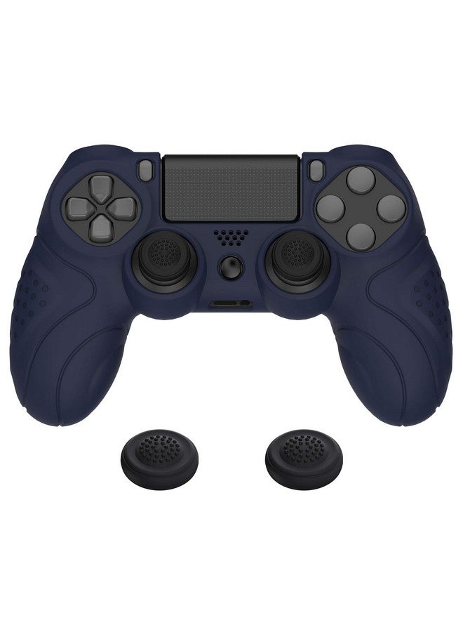 Guardian Edition Midnight Blue Soft Anti Slip Controller Silicone Case Cover For Ps4, Rubber Protector Skins With Joystick Caps For Ps4 Slim For Ps4 Pro Controller