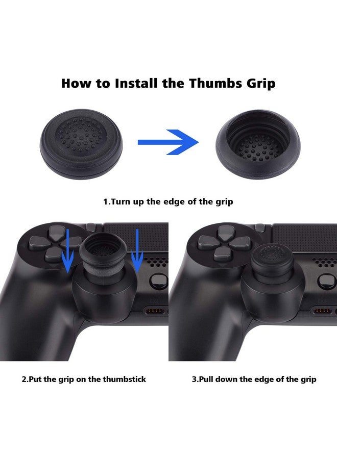 Guardian Edition Midnight Blue Soft Anti Slip Controller Silicone Case Cover For Ps4, Rubber Protector Skins With Joystick Caps For Ps4 Slim For Ps4 Pro Controller