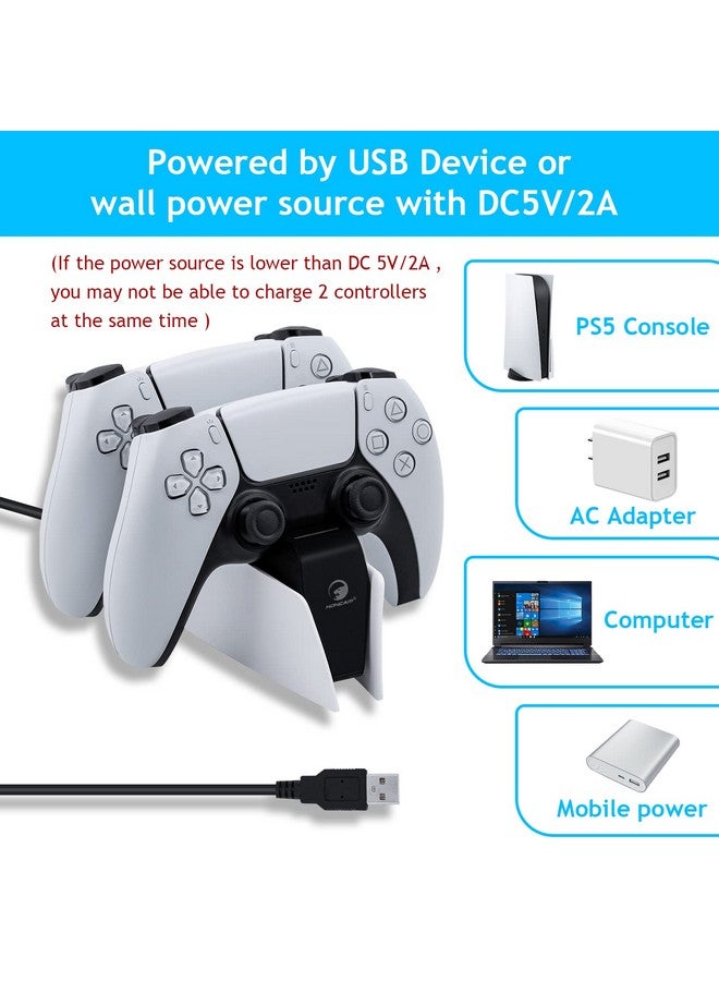 Dual Charger For Ps5 Controller Charger Fast Charging Station Dock Usb Type C Charging Adapter With Led Indicator For Playstation 5 Dualsense Controller