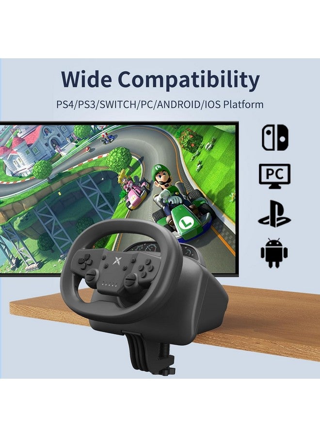 Wireless Pc Gaming Racing Wheel For Multi Platform Pro Steering Wheel With Dual Vibration Motors And Bluetooth Connectivity