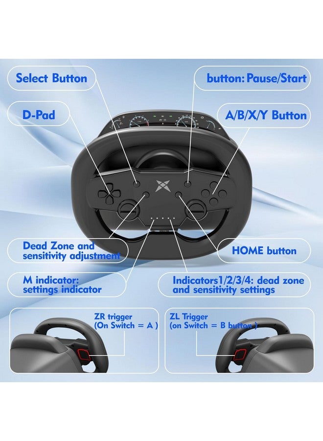 Wireless Pc Gaming Racing Wheel For Multi Platform Pro Steering Wheel With Dual Vibration Motors And Bluetooth Connectivity