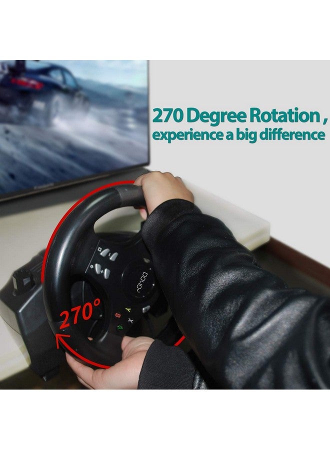 Pc Racing Wheel, Xbox 360 Steering Wheel, 270 Degree Driving Force Sim Gaming Steering Wheel With Responsive Gear And Pedals For Racing Game Pc/Ps3/Ps4/Xbox One/Xbox 360/Nintendo Switch/Android