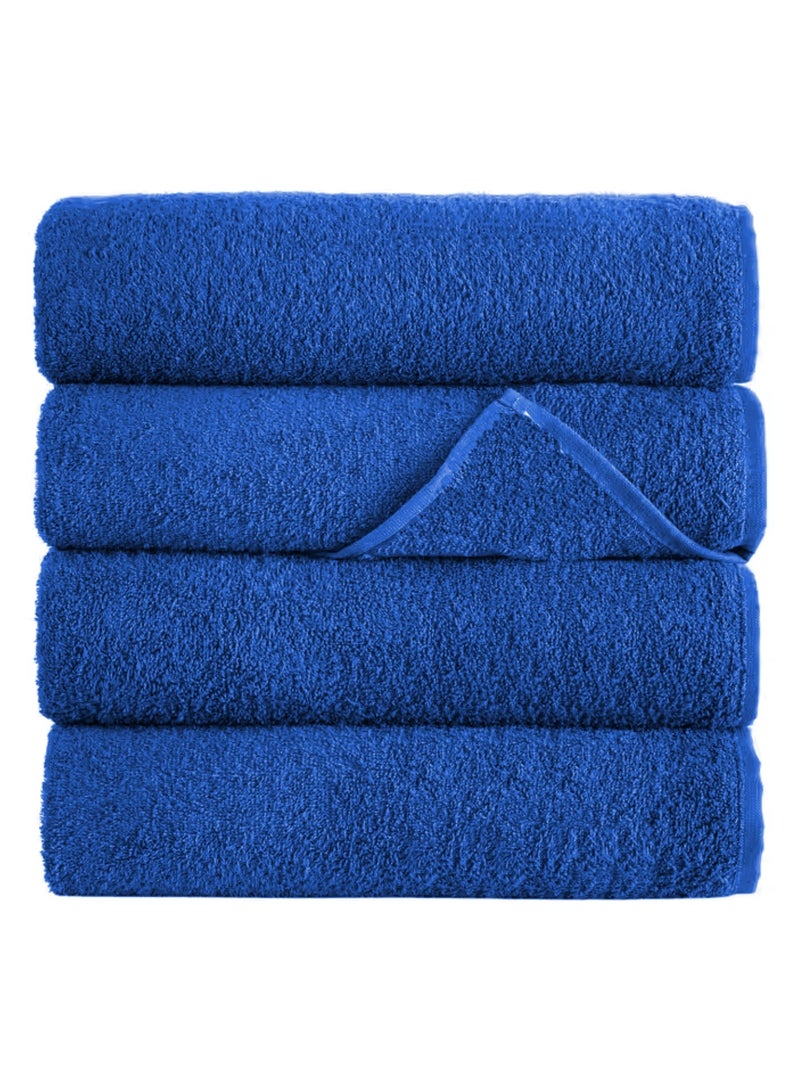 6-Pieces Towel Set - 100% Cotton 600 GSM, 1xBath Towel(70x140cm), 1xHand Towel(45x75cm), 4xFace Towel(30x30cm), Highly Absorbent Super Durable, Color-Blue