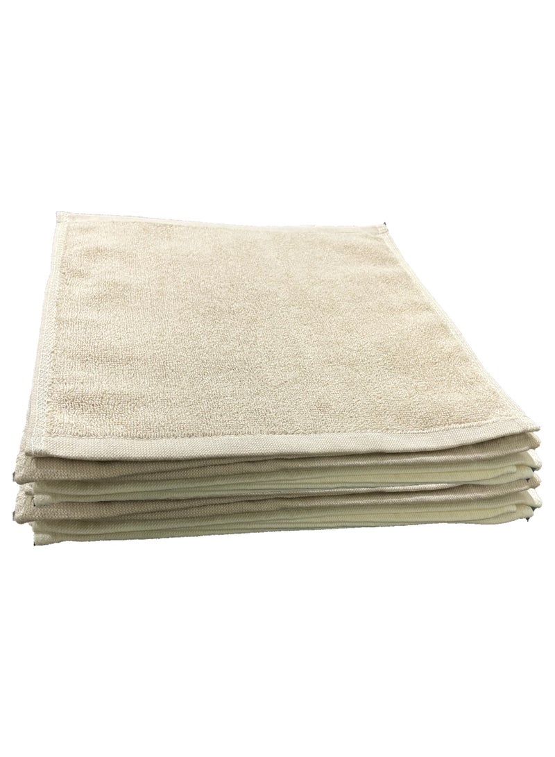 Pack Of 10 - Face Towel - 100% Cotton Small Size (30x30cm) Highly Absorbent And Super Durable, Color Beige