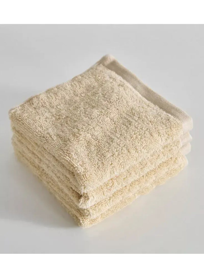 Pack Of 10 - Face Towel - 100% Cotton Small Size (30x30cm) Highly Absorbent And Super Durable, Color Beige