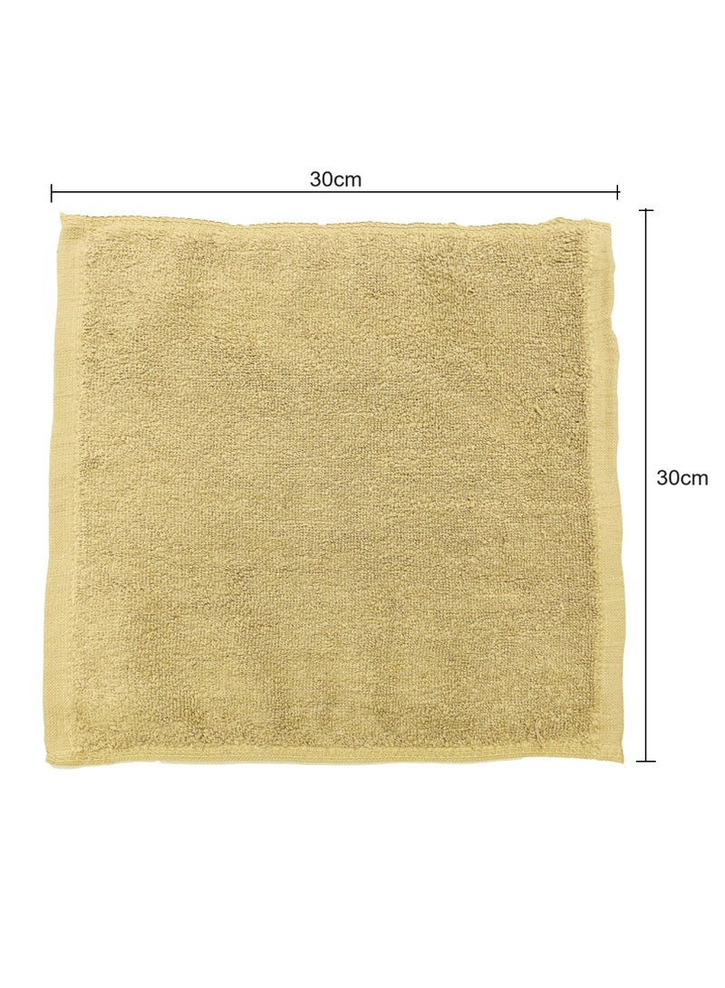 Pack Of 10 - Face Towel - 100% Cotton Small Size (30x30cm) Highly Absorbent And Super Durable, Color Beige