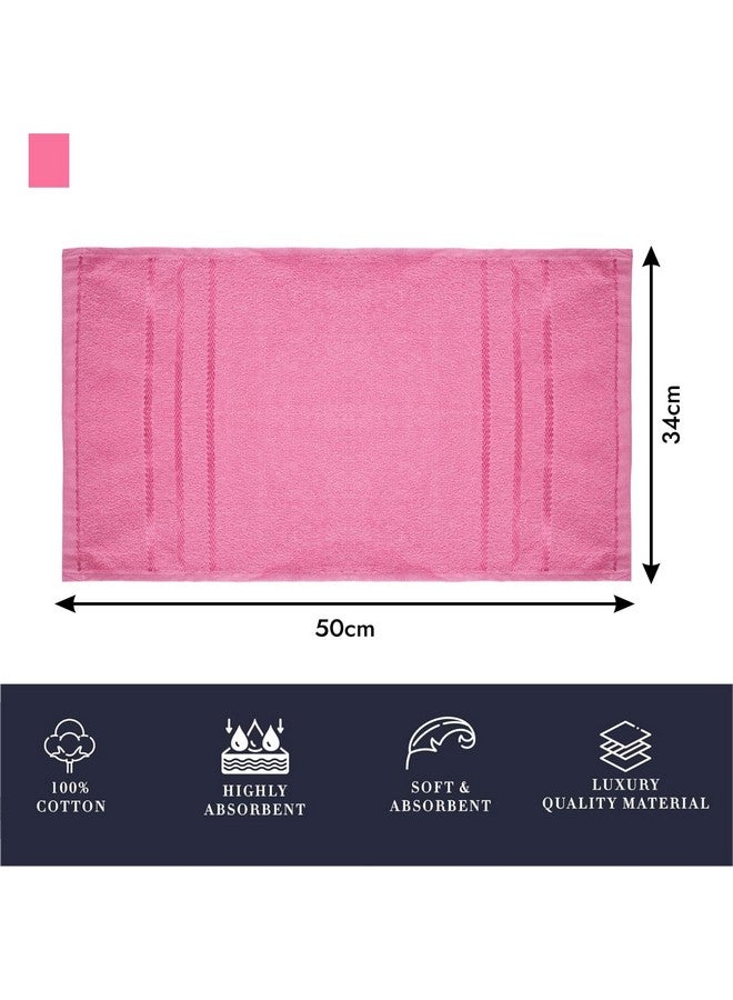 Face Towel | Cotton Towels For Facewash | Towels For Daily Use | Workout Hand Towel | Lining Design | 14X21 Inch | Pack Of 5 | Pink