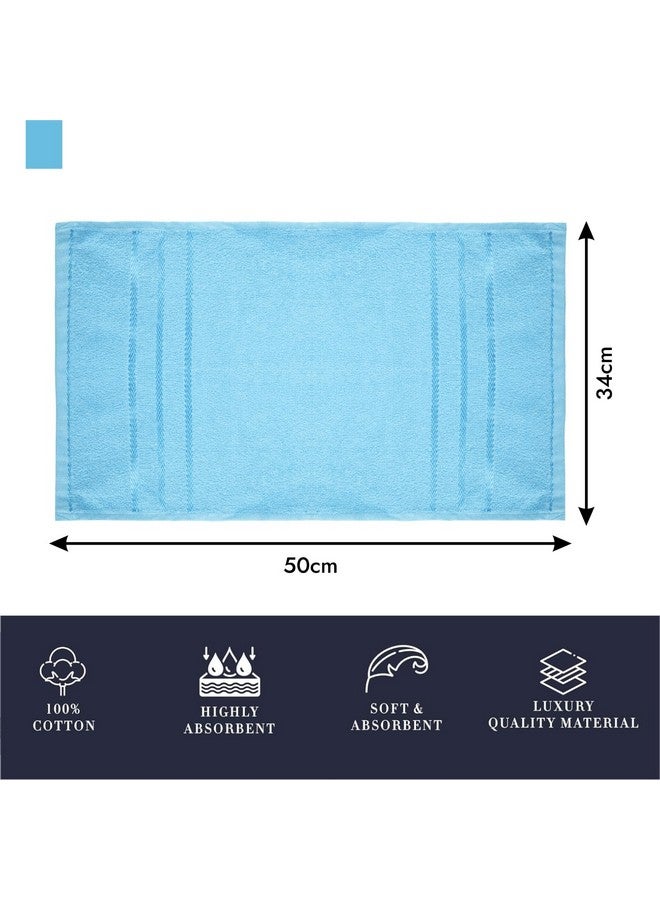 Face Towel | Cotton Towels For Facewash | Towels For Daily Use | Workout Hand Towel | Lining Design | 14X21 Inch | Pack Of 5 | Blue