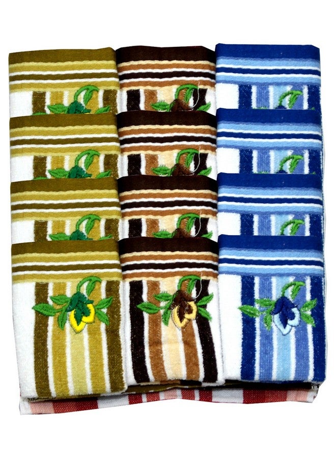 12 Piece 144 Gsm Cotton Face Towel Set - Multicolour, (Model: Hehehev107)