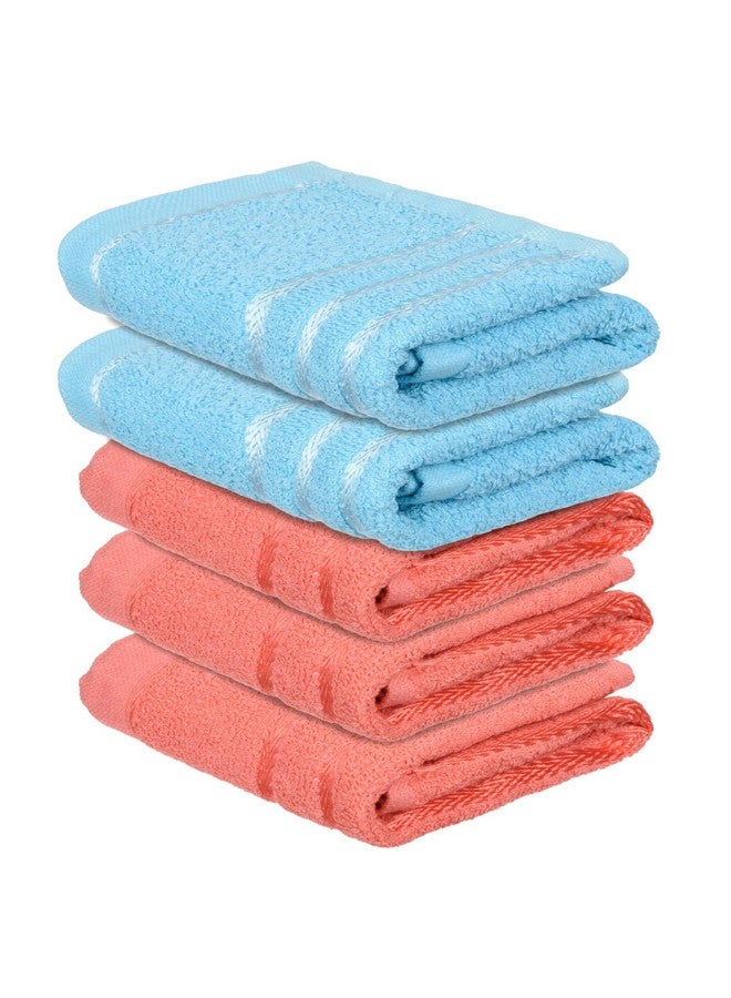 Face Towel | Cotton Towels For Facewash | Towels For Daily Use | Workout Hand Towel | Lining Design | 14X21 Inch | Pack Of 5 | Multi