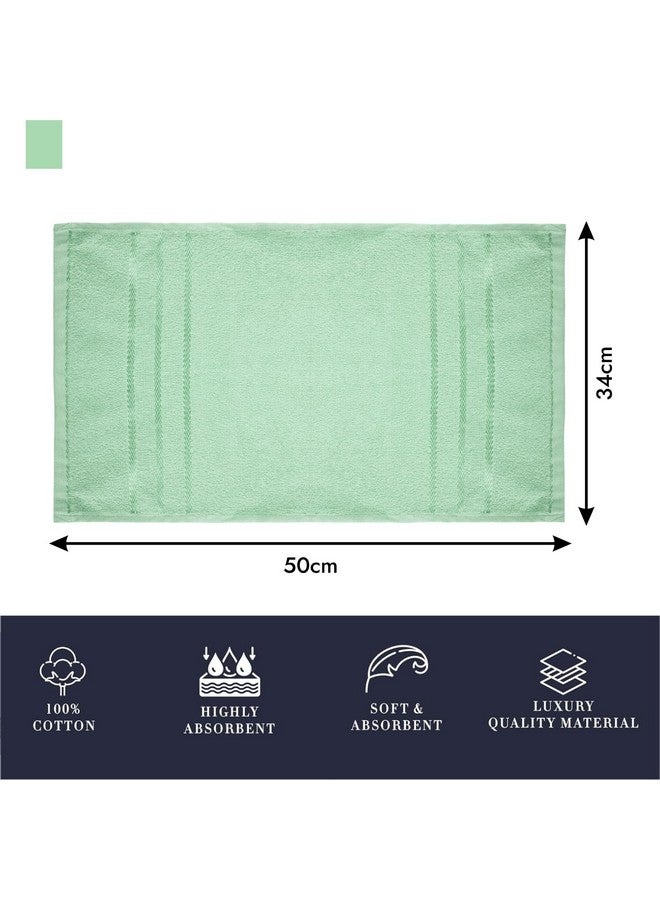 Face Towel | Cotton Towels For Facewash | Towels For Daily Use | Workout Hand Towel | Lining Design | 14X21 Inch | Pack Of 4 | Green