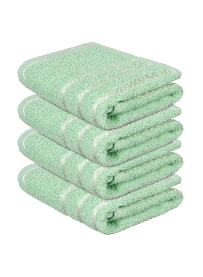 Face Towel | Cotton Towels For Facewash | Towels For Daily Use | Workout Hand Towel | Lining Design | 14X21 Inch | Pack Of 4 | Green