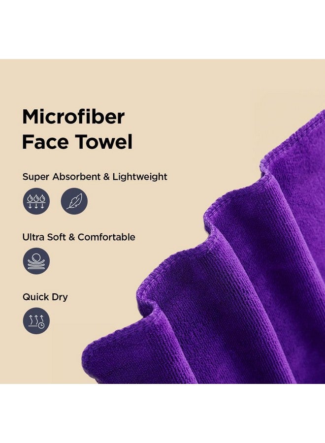 Face Towel | Microfiber Hand Towel | Antibacterial Face Towel | Hair & Face Towel For Man | 400 Gsm Towel | Shxs40602 | Pack Of 2 | Purple