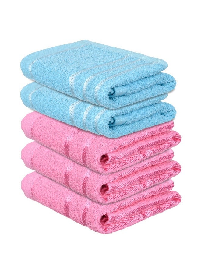 Face Towel | Cotton Towels For Facewash | Towels For Daily Use | Workout Hand Towel | Lining Design | 14X21 Inch | Pack Of 5 | Multi