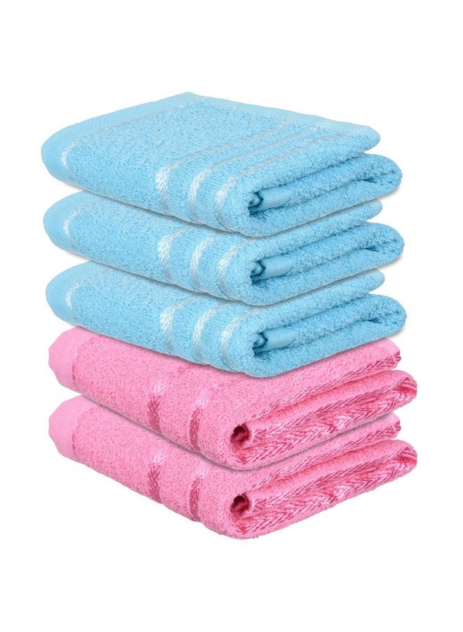 Face Towel | Cotton Towels For Facewash | Towels For Daily Use | Workout Hand Towel | Lining Design | 14X21 Inch | Pack Of 5 | Multi