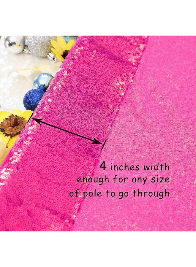 Hot Pink 2Ft X 8Ft Sparkly Sequin Backdrop Curtains 2 Panels For Wedding Party Room Decorations.